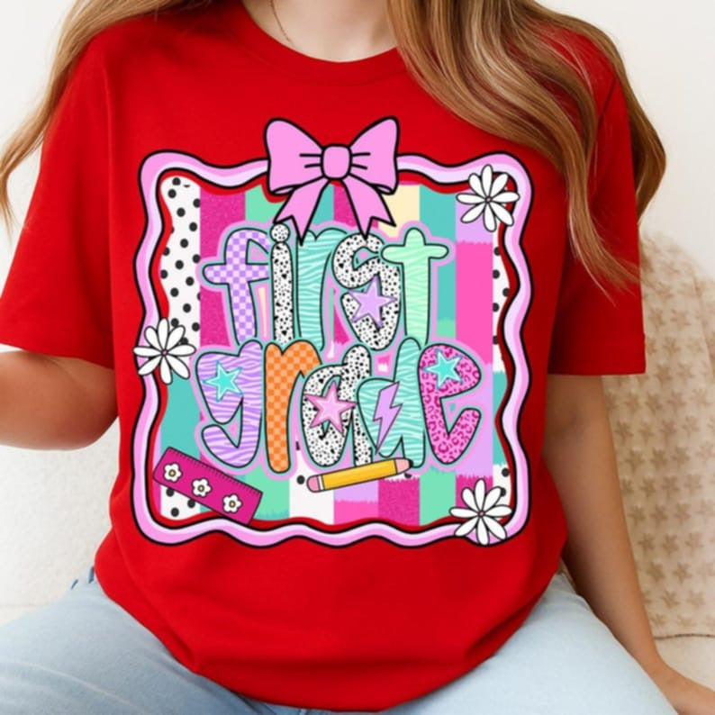 First grade preppy frame 107587 DTF transfer