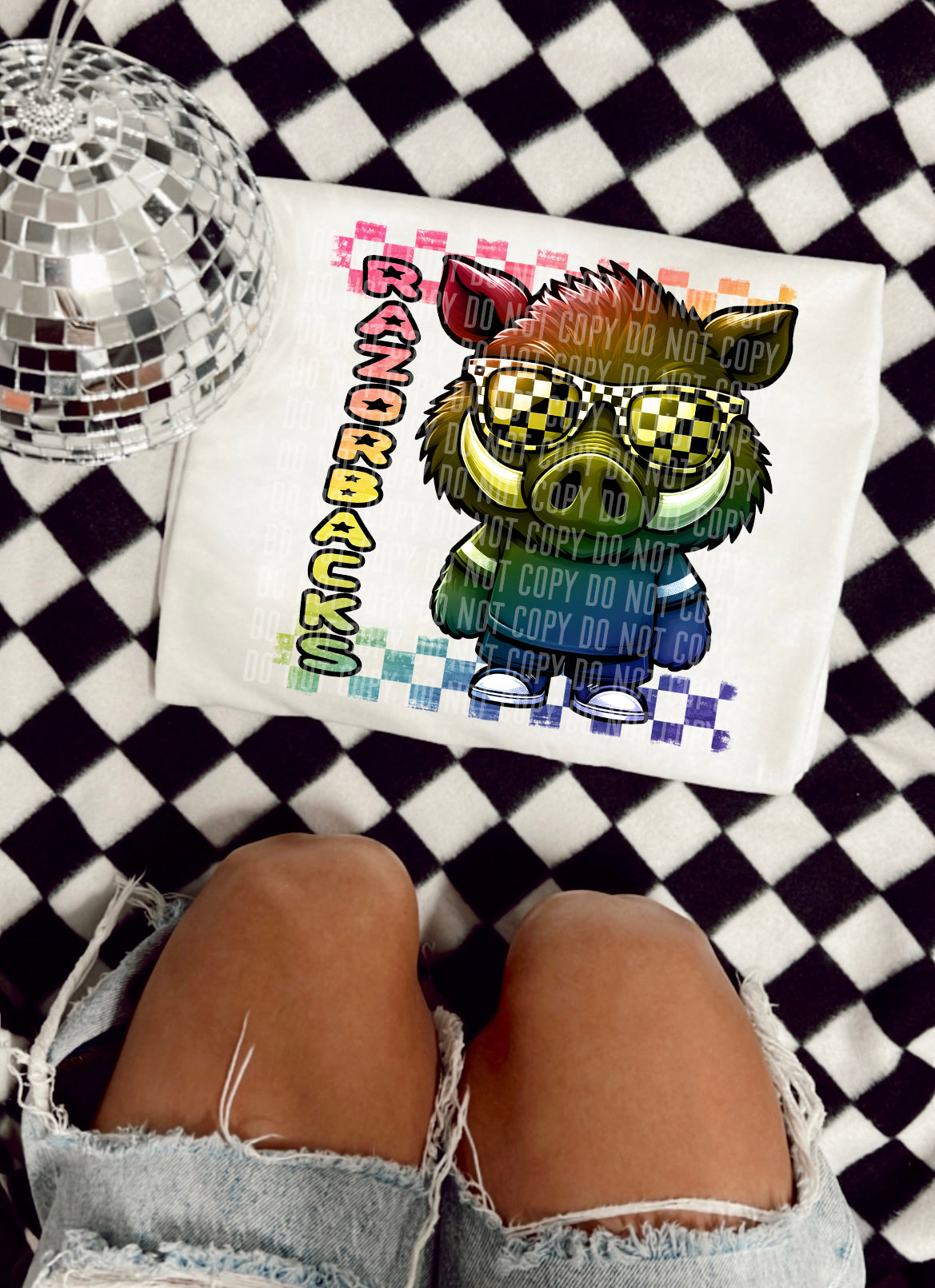 Rainbow Mascot Cartoon Razorbacks 30720 DTF transfers