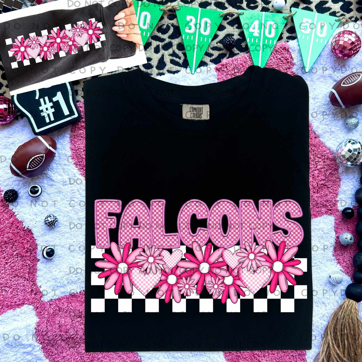 Falcons pink checkered (caplinger) 77865 DTF transfer
