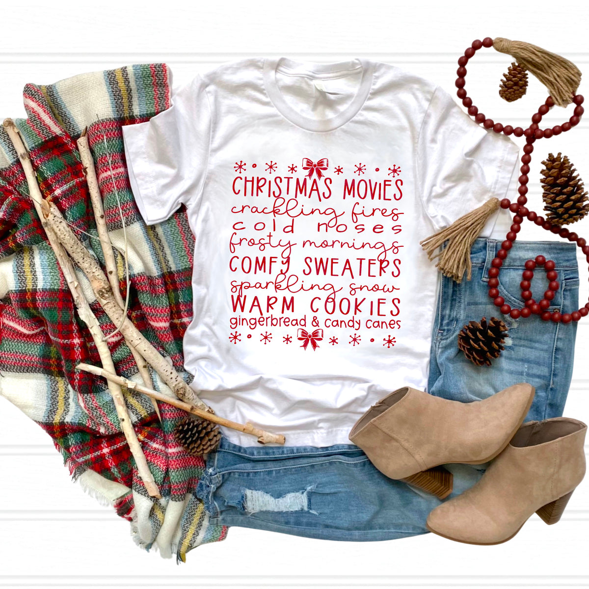 Christmas Things List with bows (RED) 113366 DTF transfer