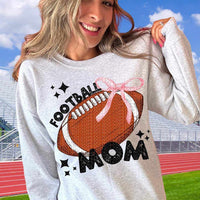 Football mom black font ball with pink bow (HW) 50227 DTF transfer