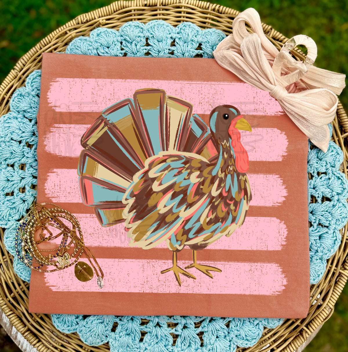 Turkey pink stripes (Craft) DTF Transfer