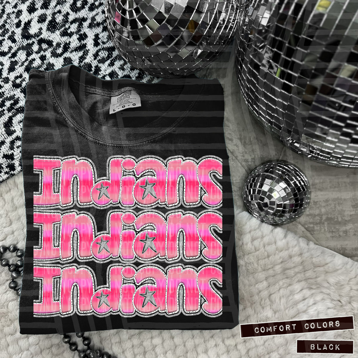 Indians Pink Stacked (Caplinger) 101954 DTF transfer