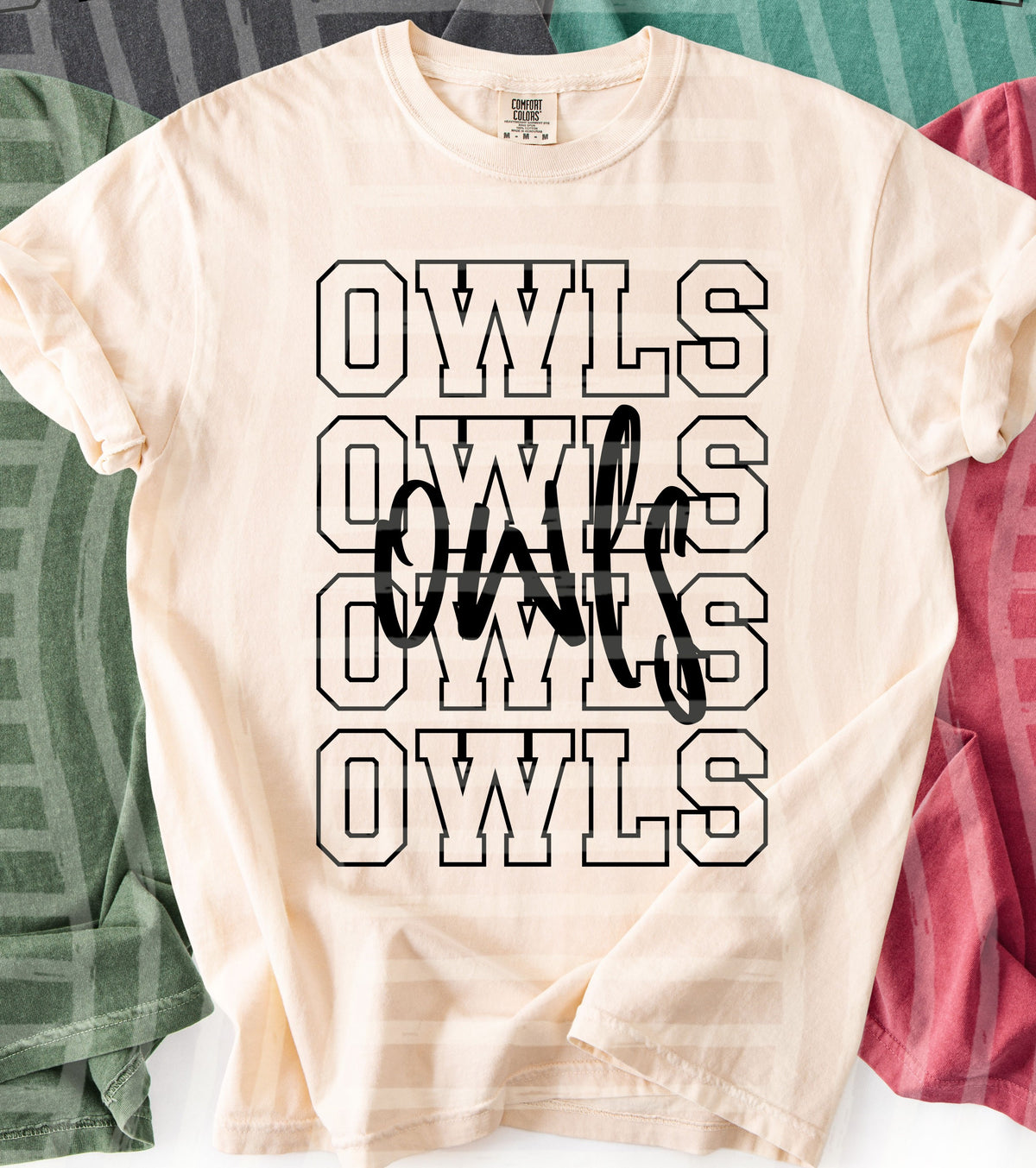owls simple stacked outlines (Caplinger) DTF Transfer