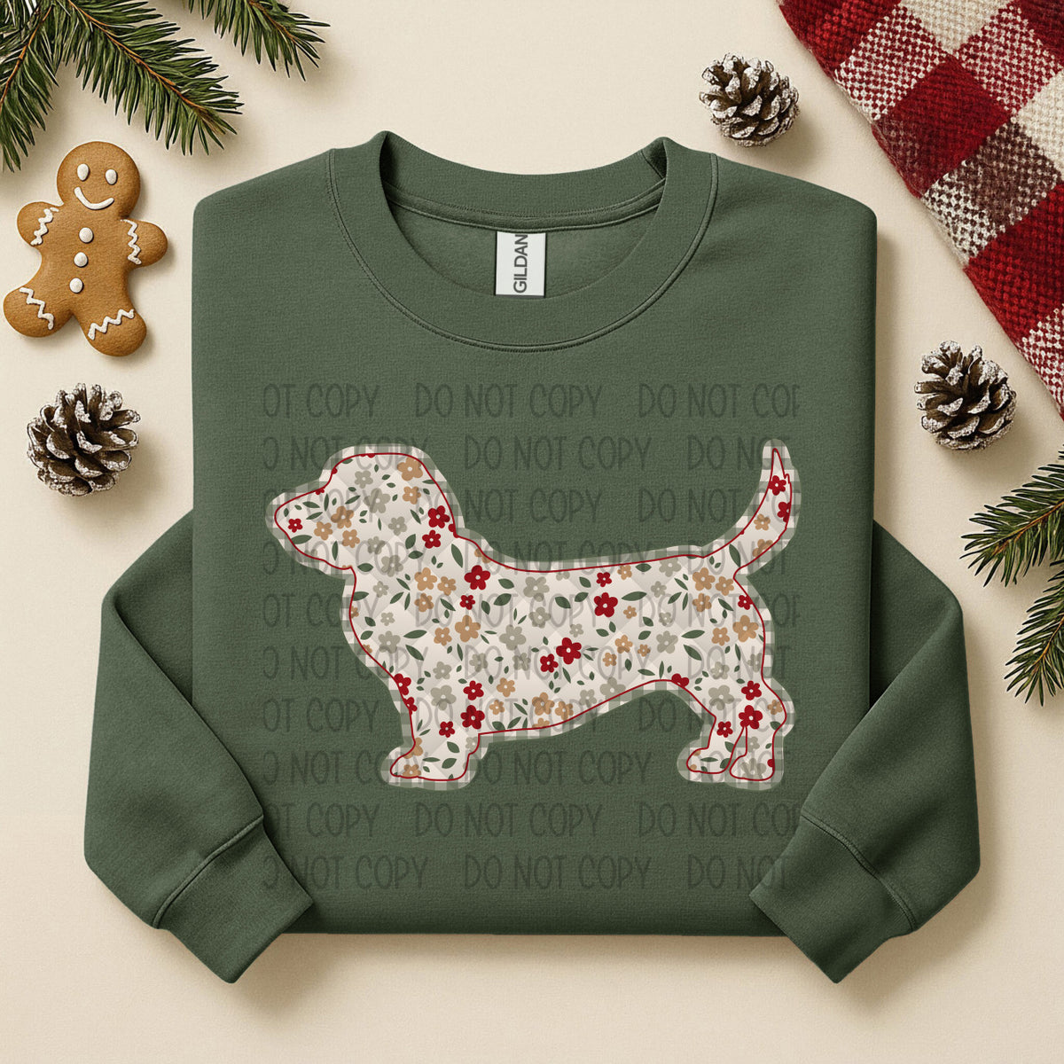 Basset Hound Floral (SWD) DTF TRANSFER