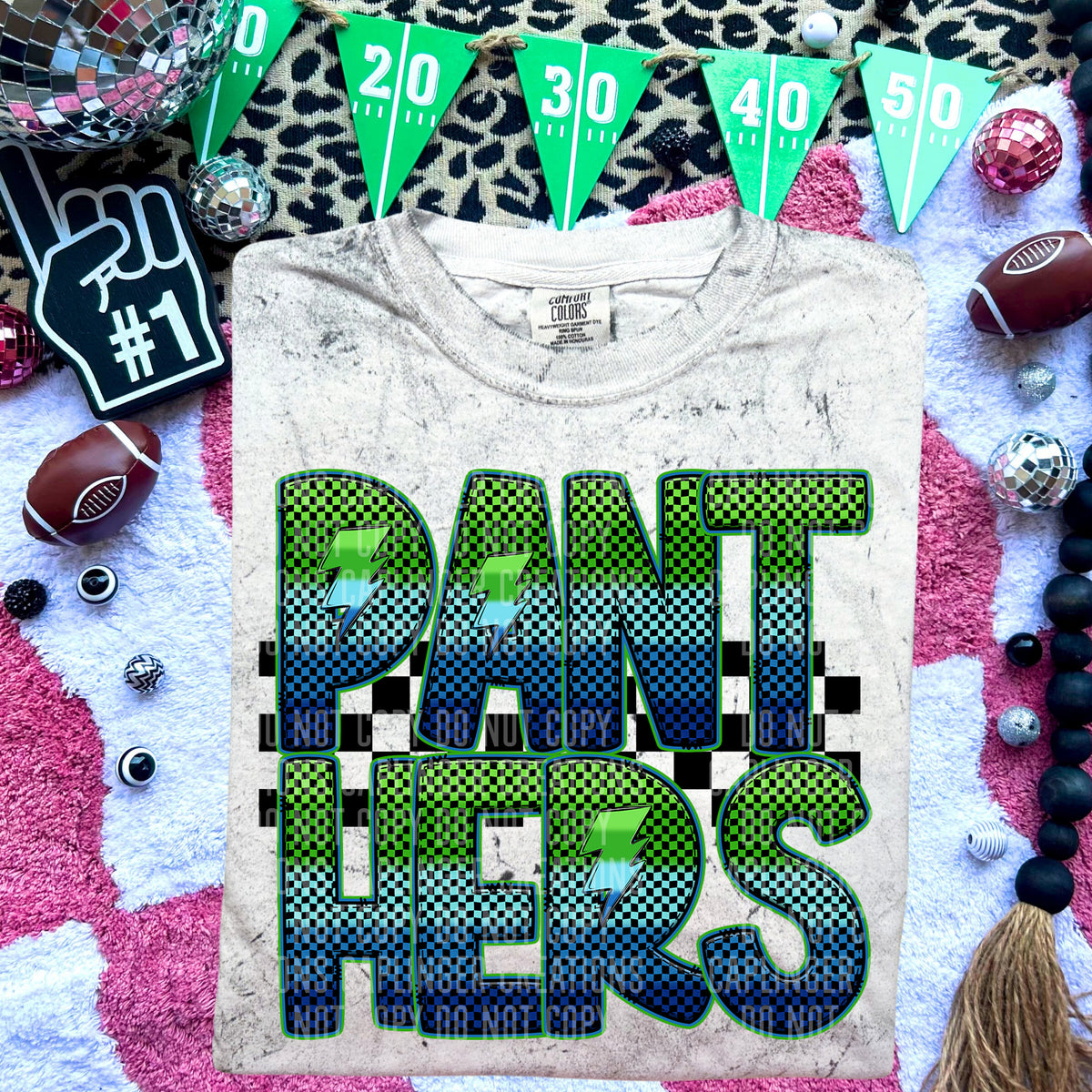 Panthers Blue and Green Checkered (Caplinger) DTF transfer