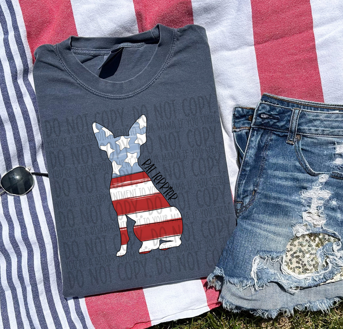 RAT TERRIER patriotic black font (SWD) DTF transfer