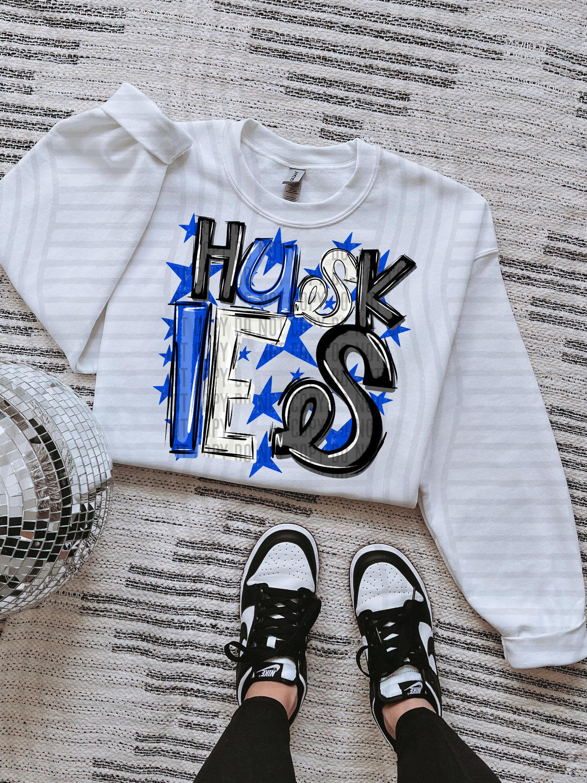 huskies black and blue with blue stars (caplinger) DTF Transfer