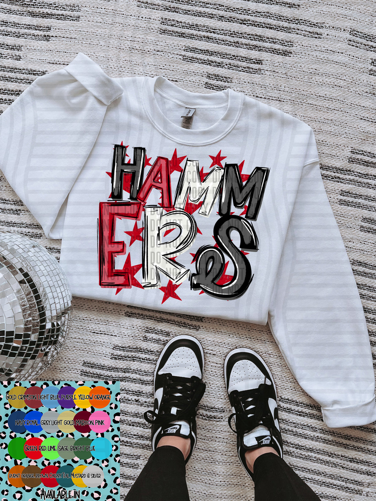 hammers black white and red with red stars (Caplinger) DTF Transfer