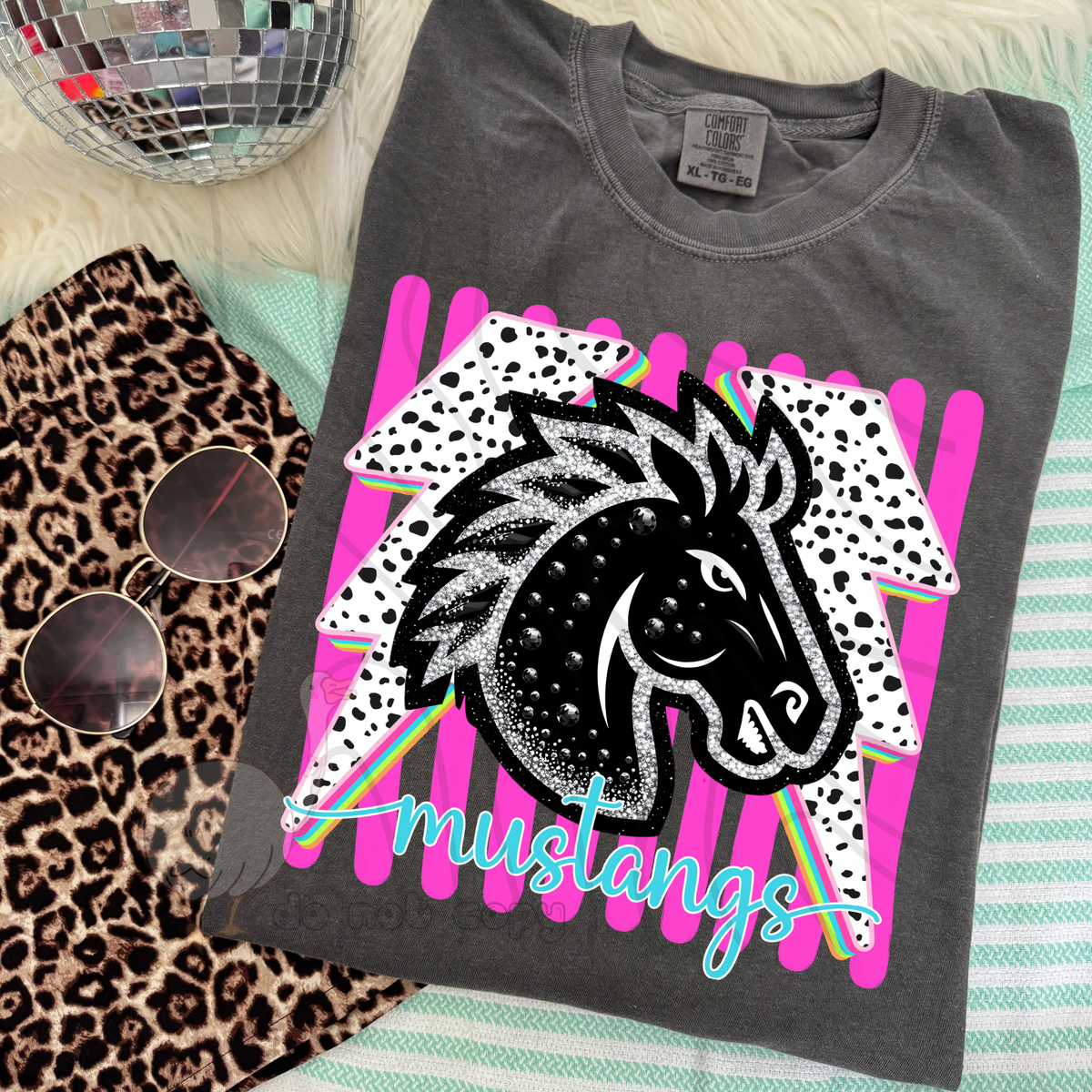 Mustangs Preppy Bling Mascot (DKDBK) DTF transfer