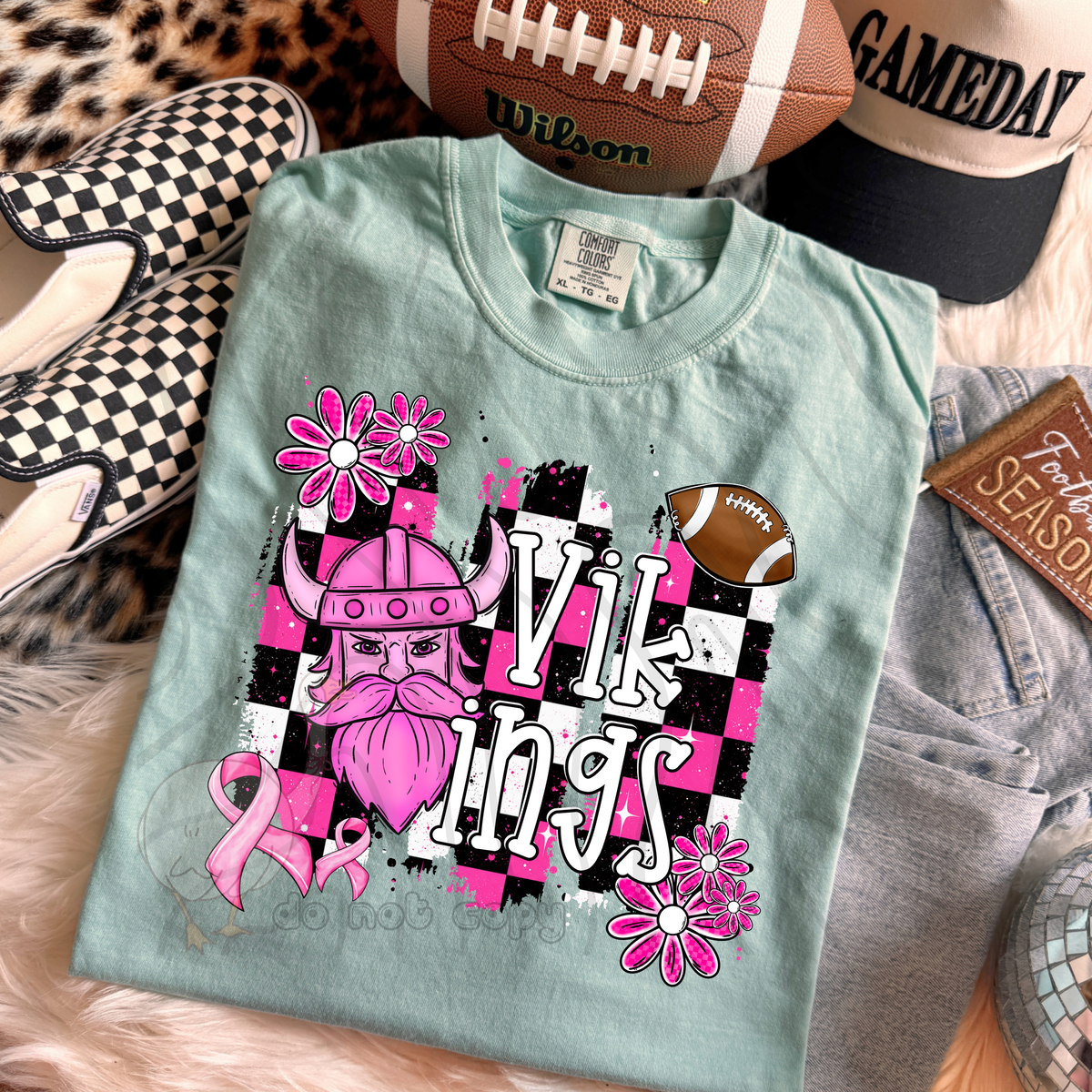 Vikings Pink Checker Mascot (DKD) DTF Transfers