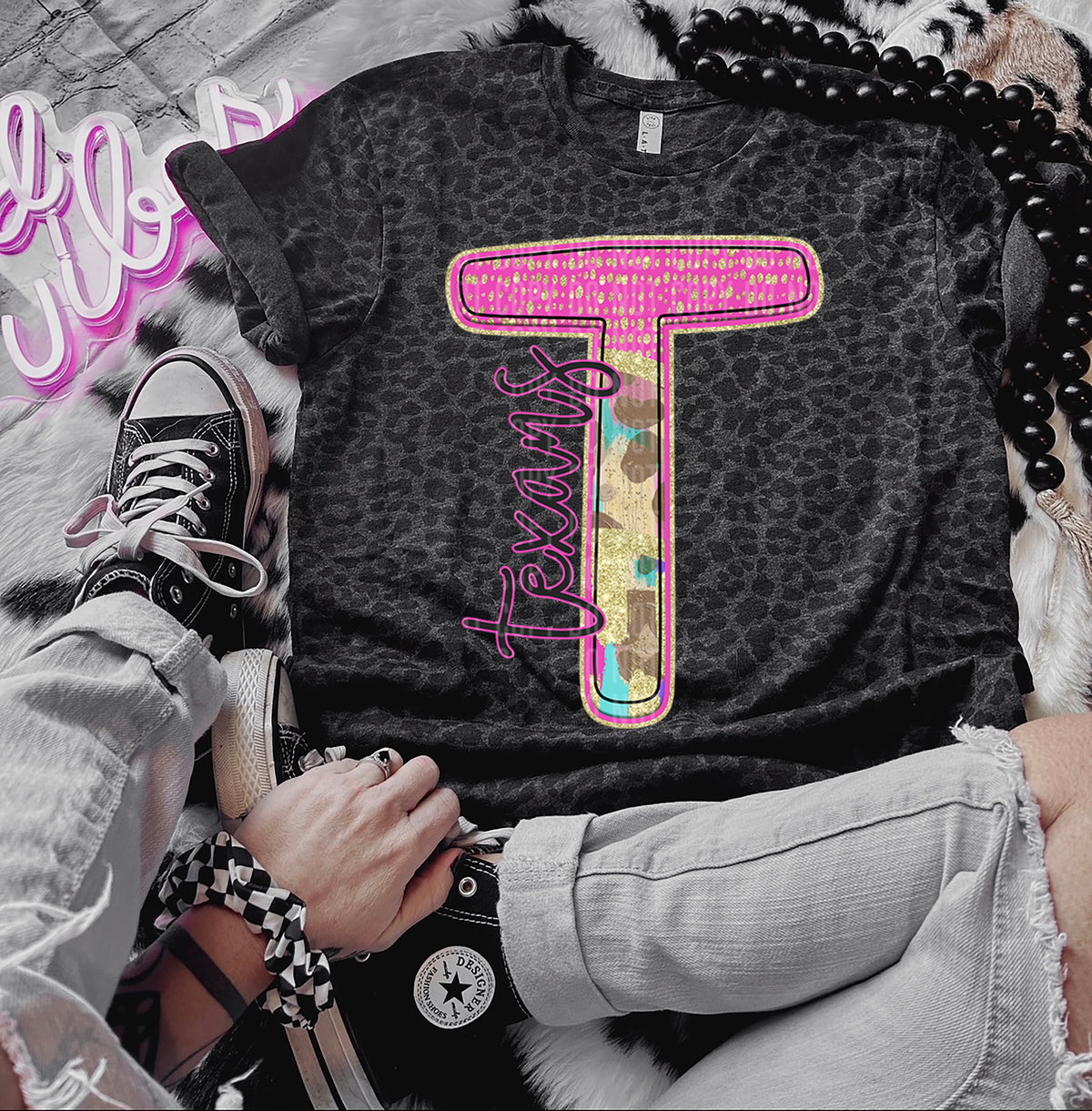 Rainbow Leopard Texans (Caplinger) DTF transfer