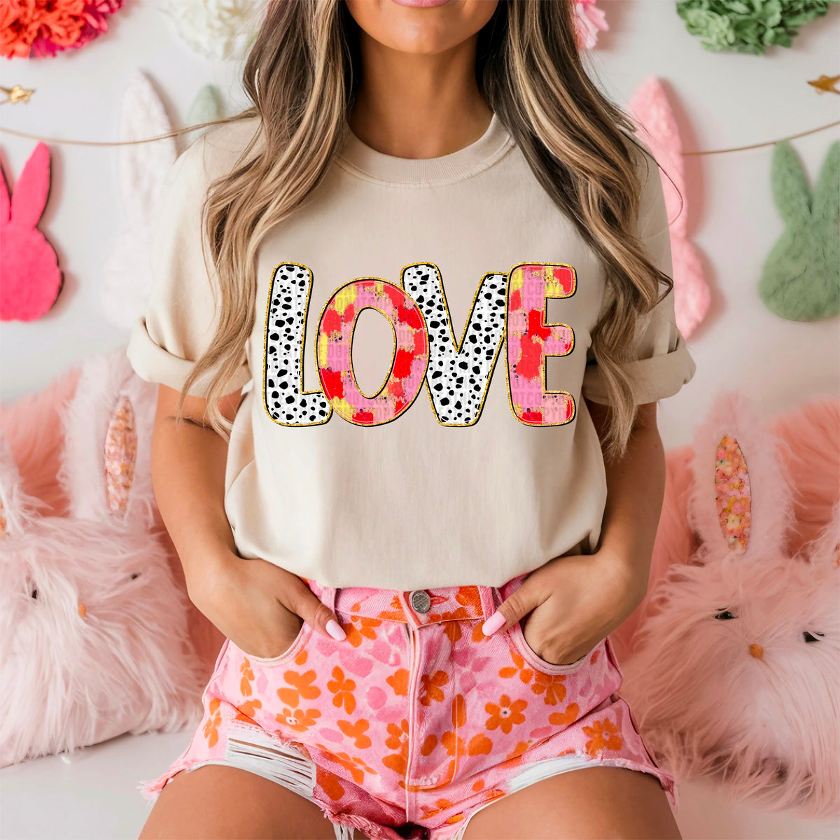 Love dots and brushstroke 93707 DTF transfer