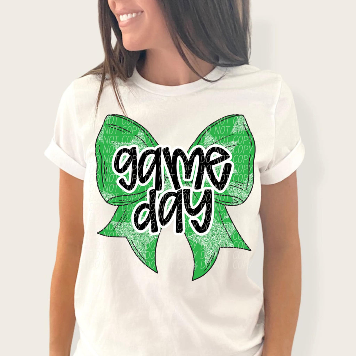 Game day green bow (CITY) 91320 DTF transfer