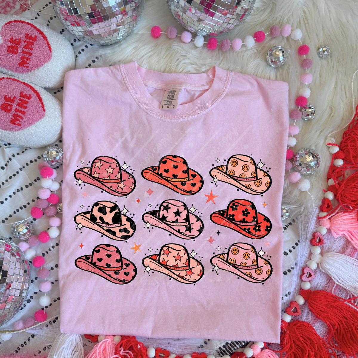 Valentines Cowboy hats (scarlow) DTF transfer