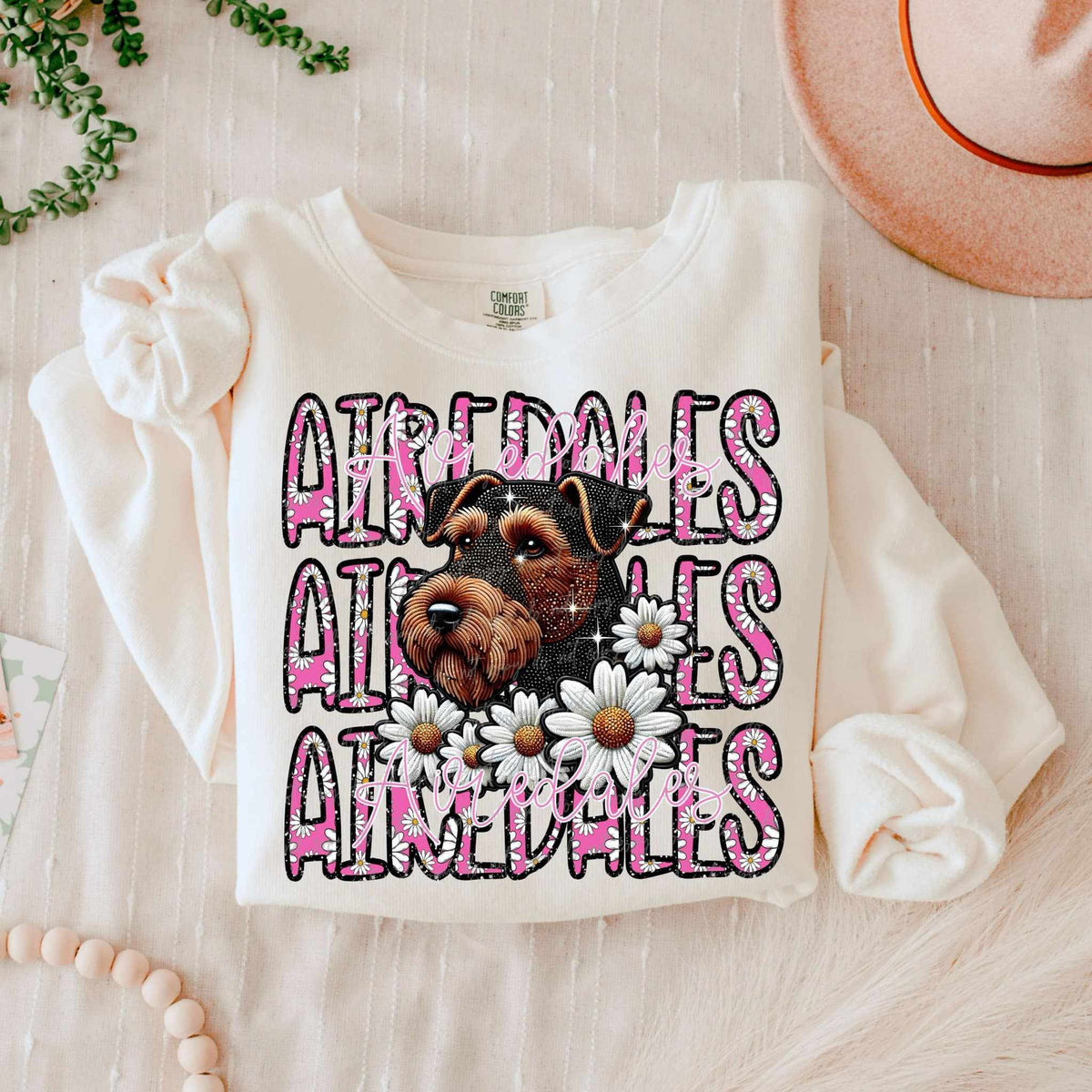 Airedales floral stacked 80651 DTF transfer