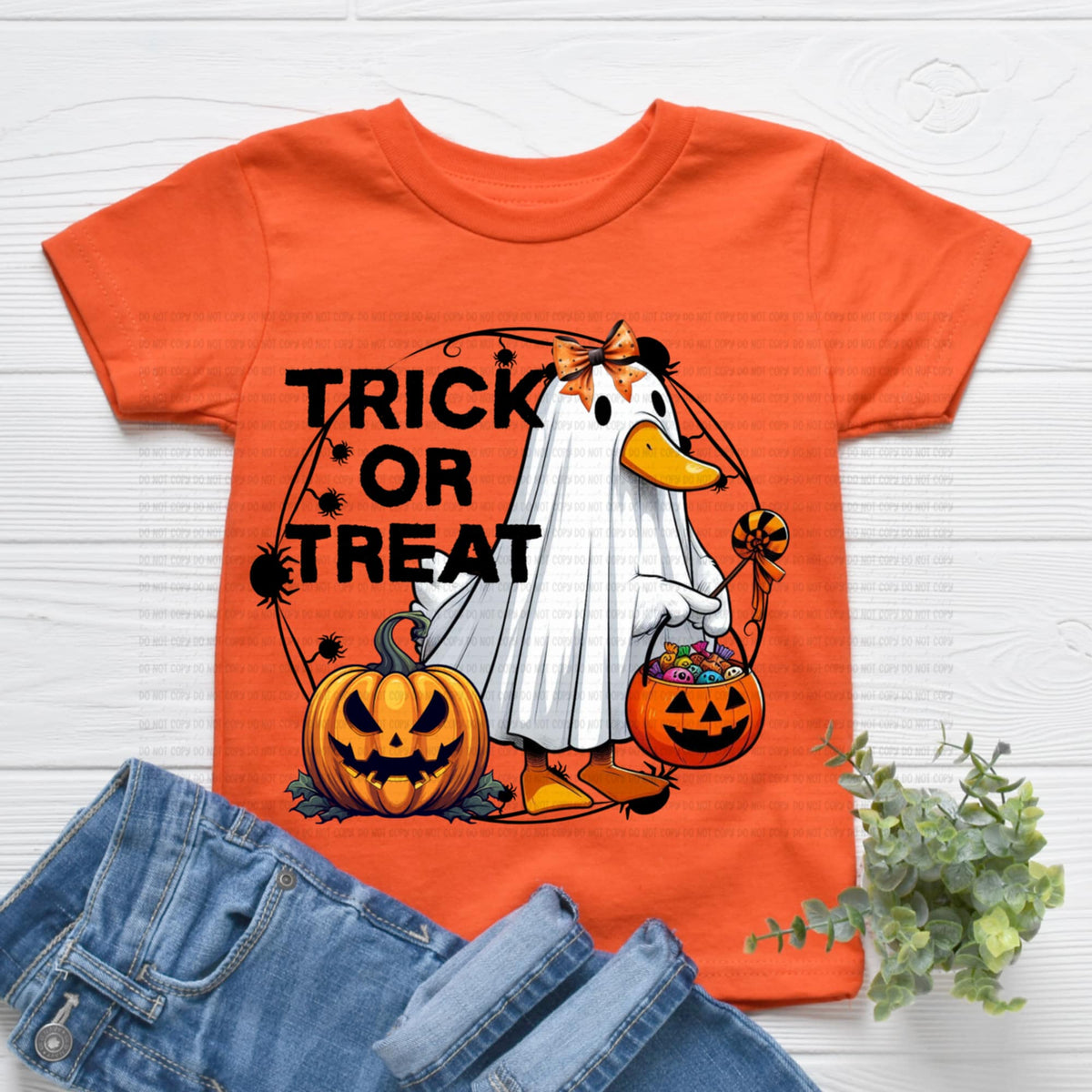 Trick Or Treat Ghost Goose WITH BOW REVEL DTF transfer