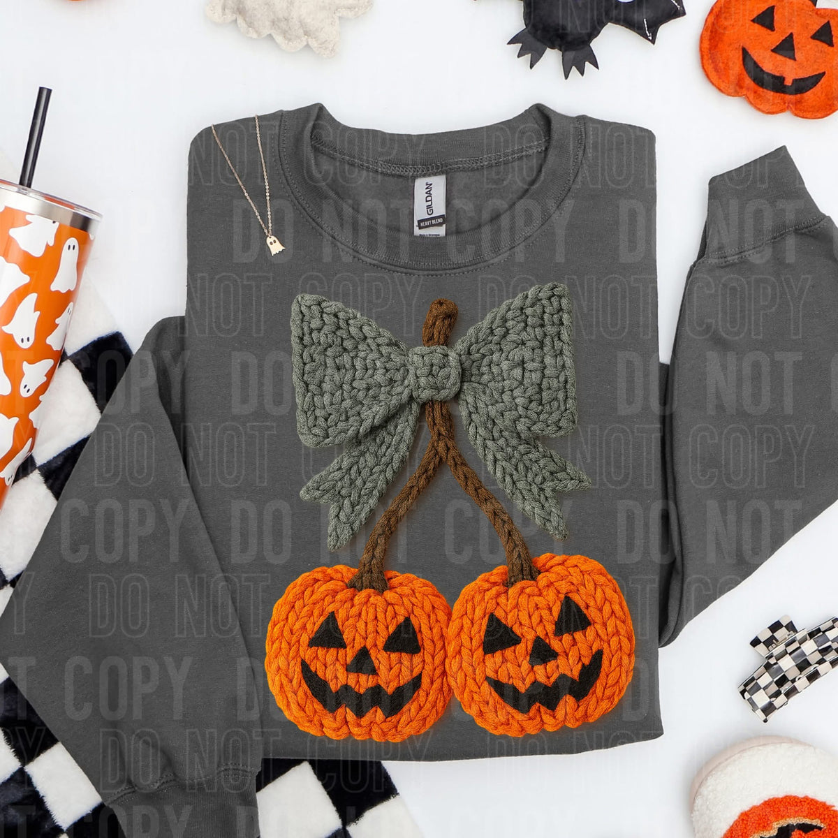 Faux Yarn pumpkin cherries (Sbb) DTF Transfer