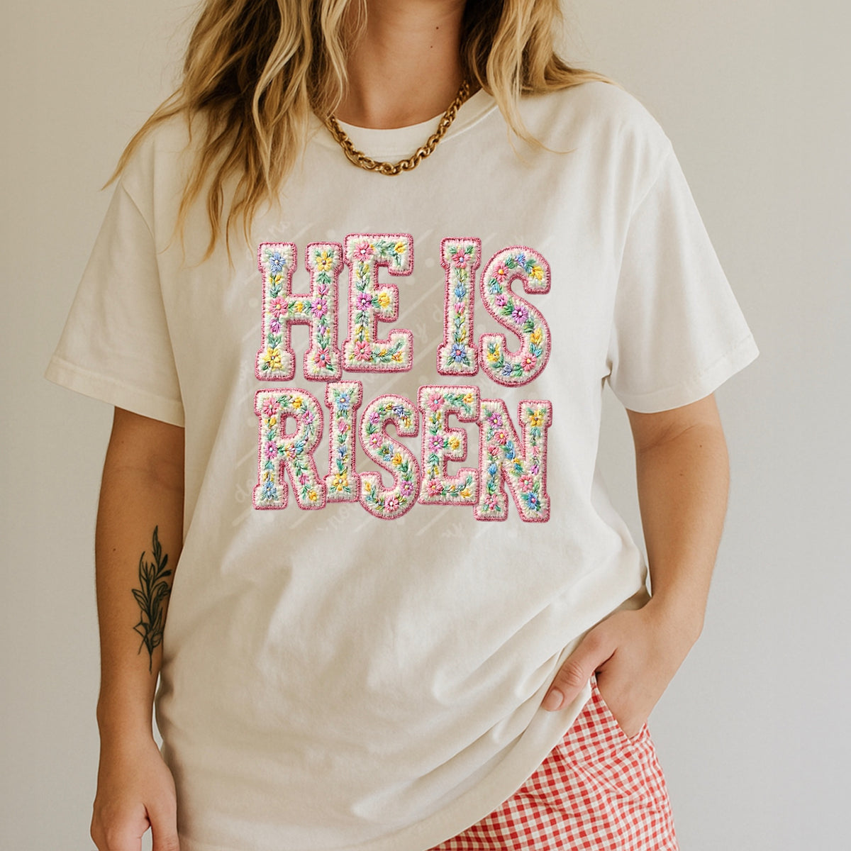 He is Risen floral font DTF Transfer