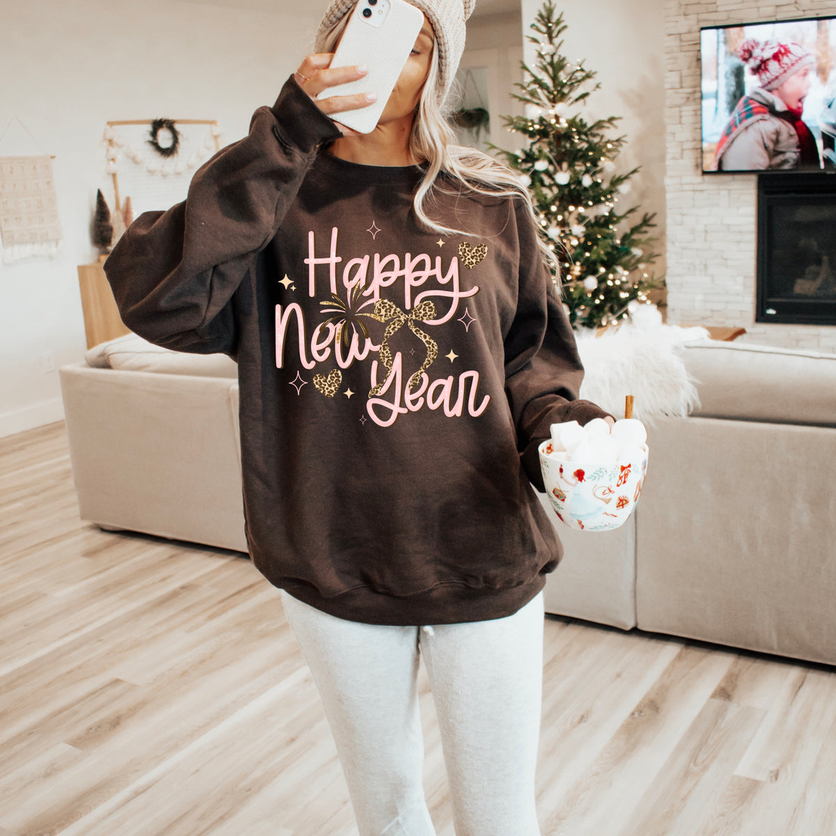 Happy new year pink leopard (CSC) DTF Transfer