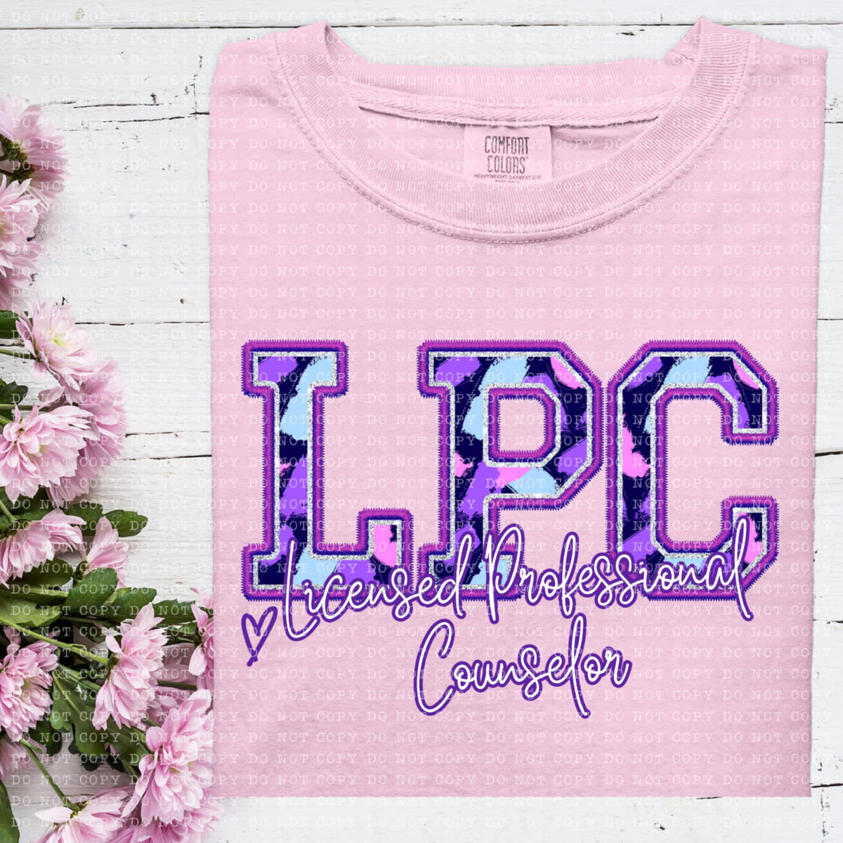 LPC licensed professional counselor purple brushstrokes (ECHT) 93985 DTF transfer
