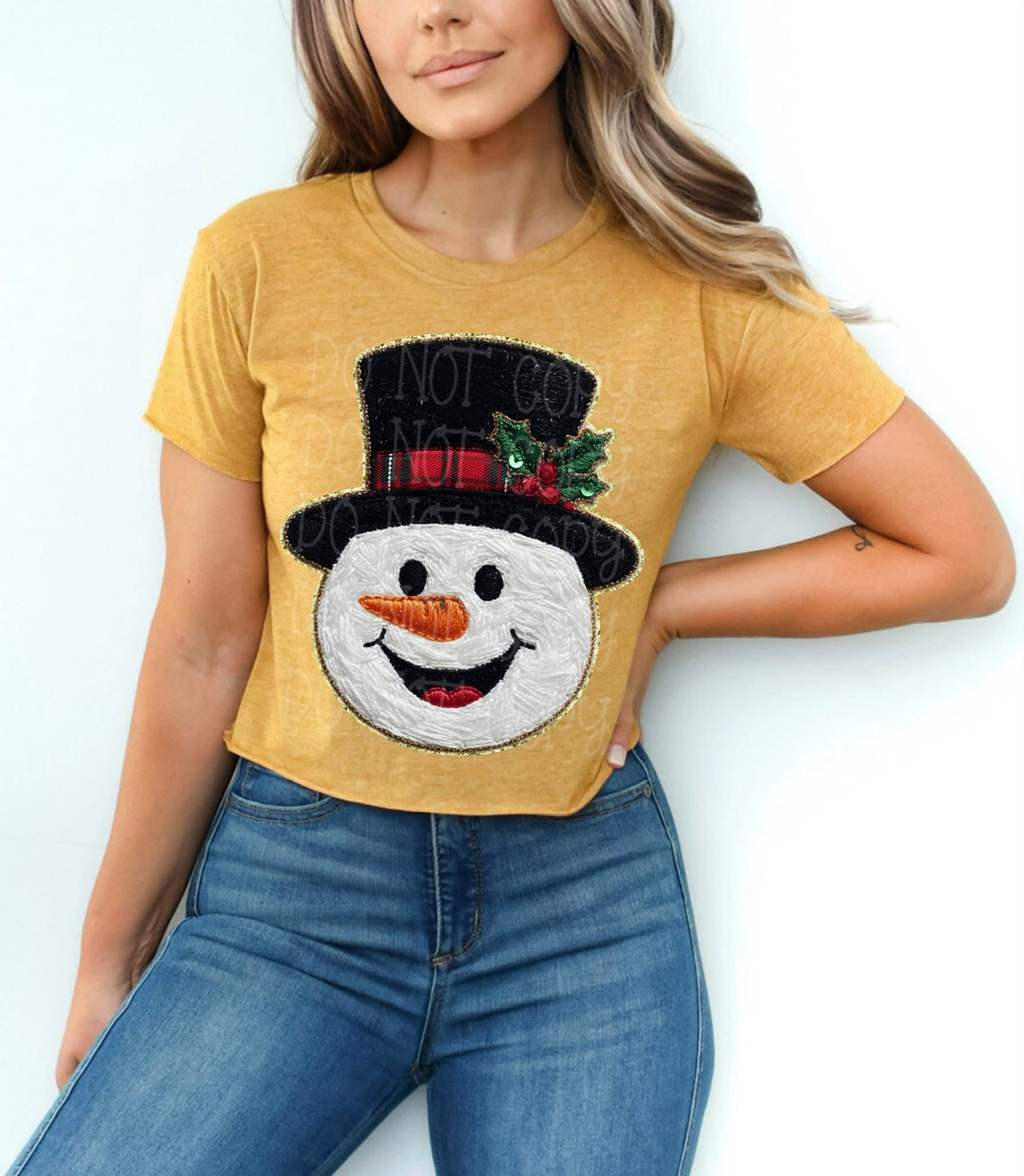 Snowman with gold outline (C’s) DTF Transfer