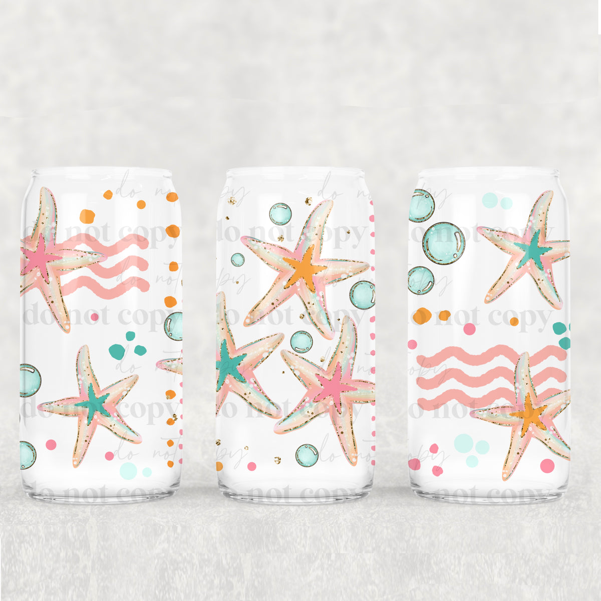 Pastel colorful starfish (CSC) UV DTF WRAP
