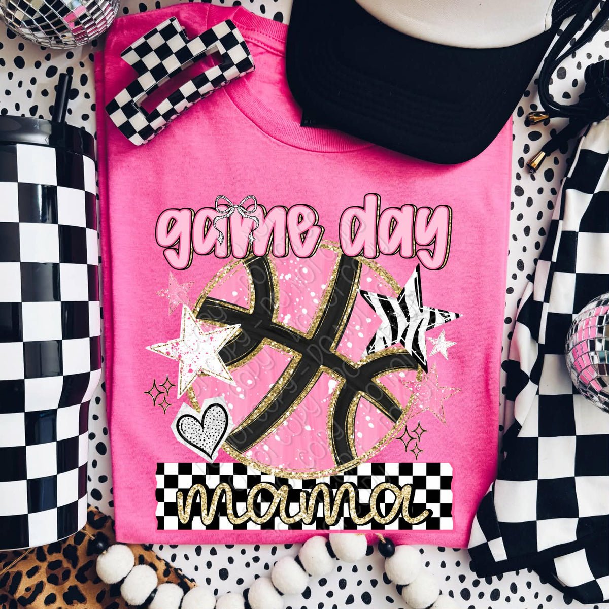 Game Day Mama basketball pink with stars (DWS) DTF Transfer