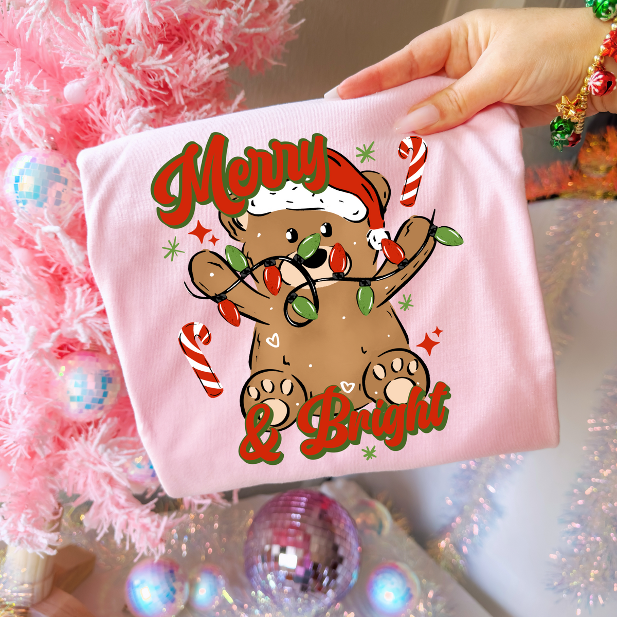Merry and bright bear (csc) DTF Transfer