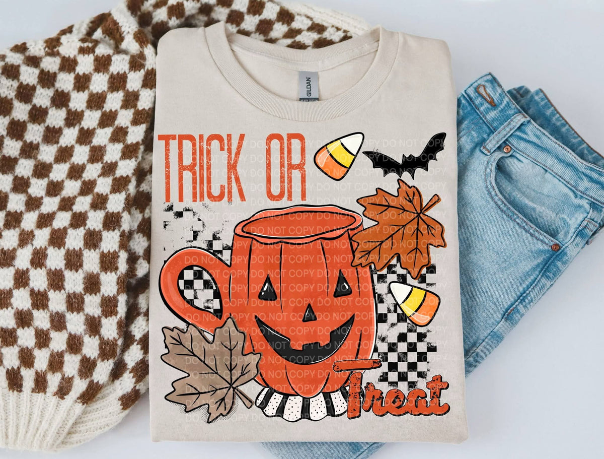 Trick or treat pumpkin cup (SCG) DTF Transfer