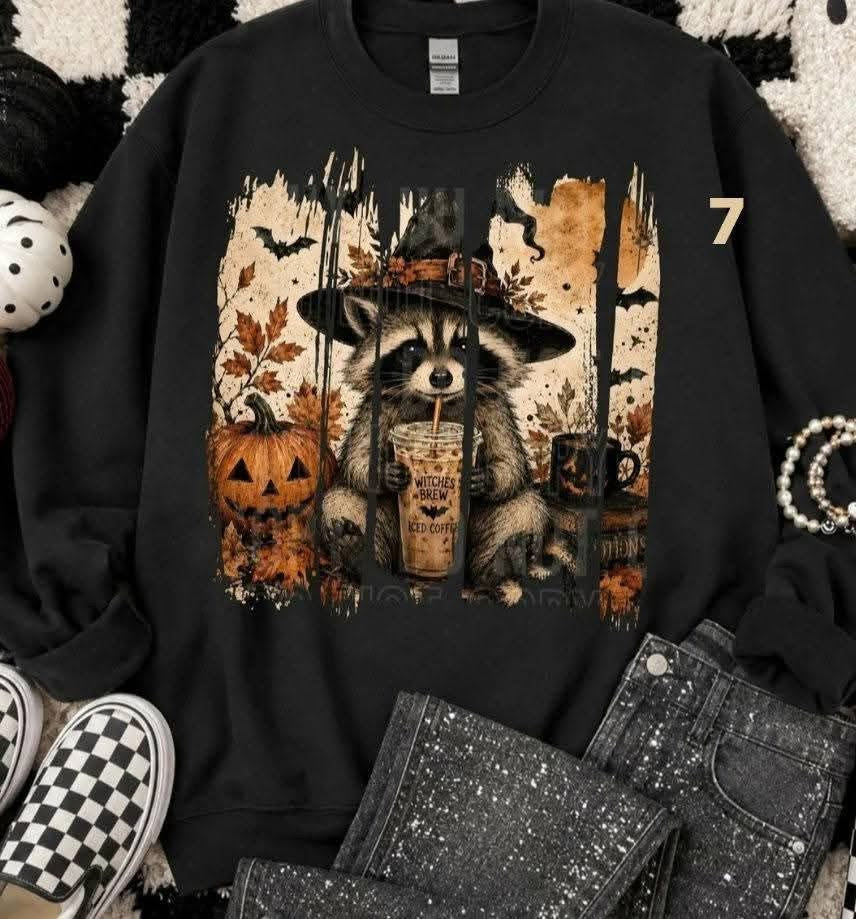 Witch raccoon brushstrokes DTF Transfer