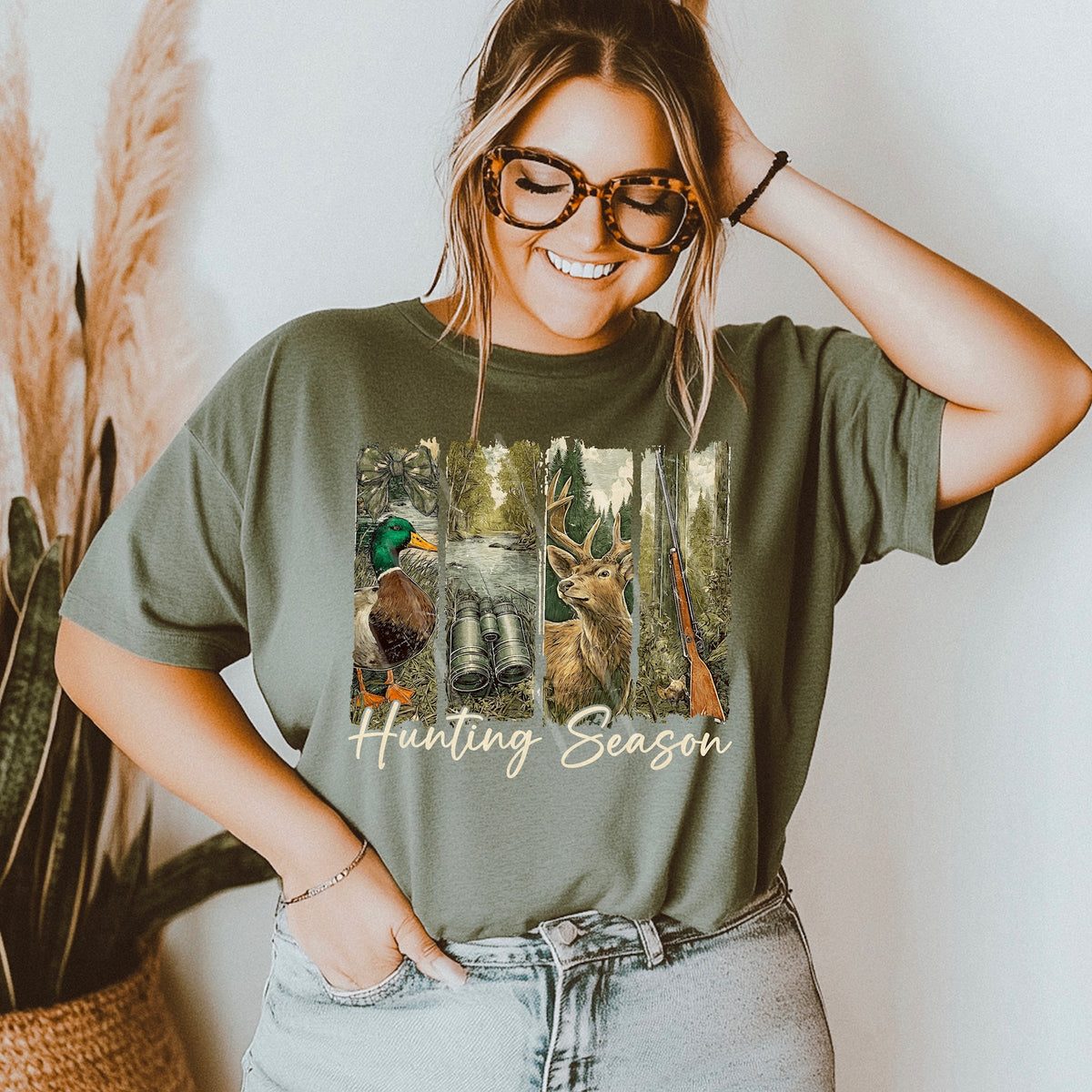 Hunting Season Brushstoke duck deer bow (light words) 113664 DTF transfer