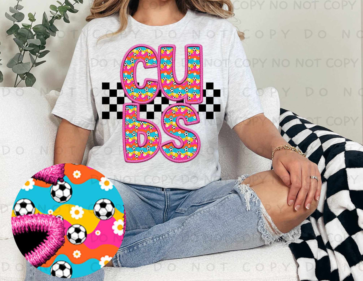 Cubs colorful soccer filled (caplinger) 77455 DTF transfer
