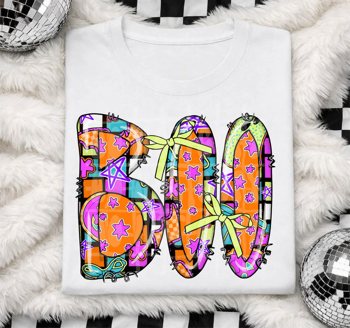 Boo colorful patchwork green dainty bows (C’s) DTF Transfer