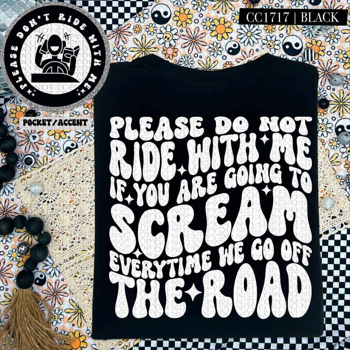 Please do not ride with me WHITE BACK (HW) 84648 DTF transfer