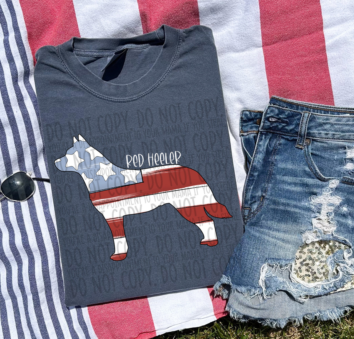RED HEELER patriotic white (SWD) DTF transfer