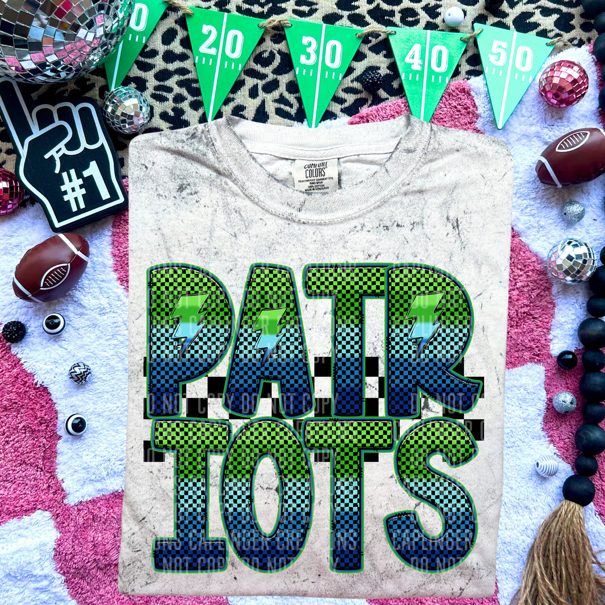 Patriots Blue and Green Checkered (Caplinger) DTF transfer