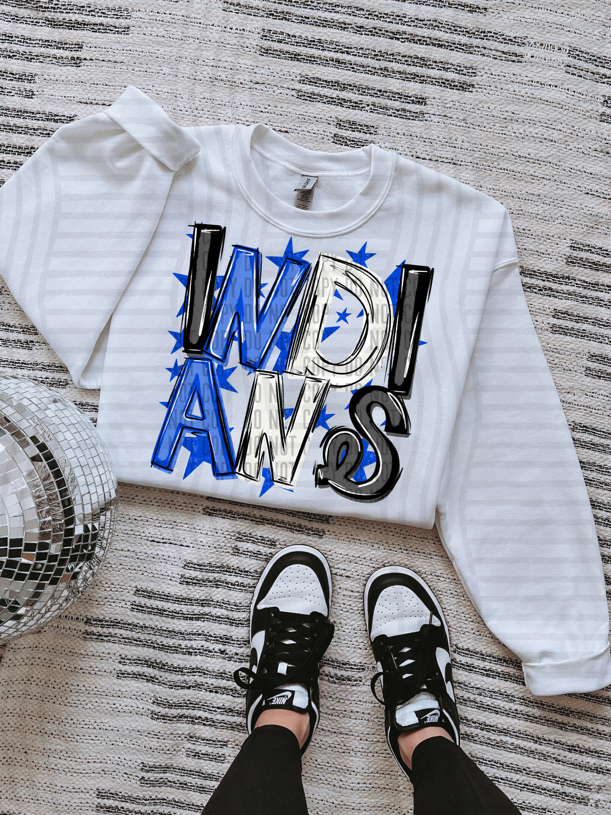 indians black and blue with blue stars (caplinger) DTF Transfer