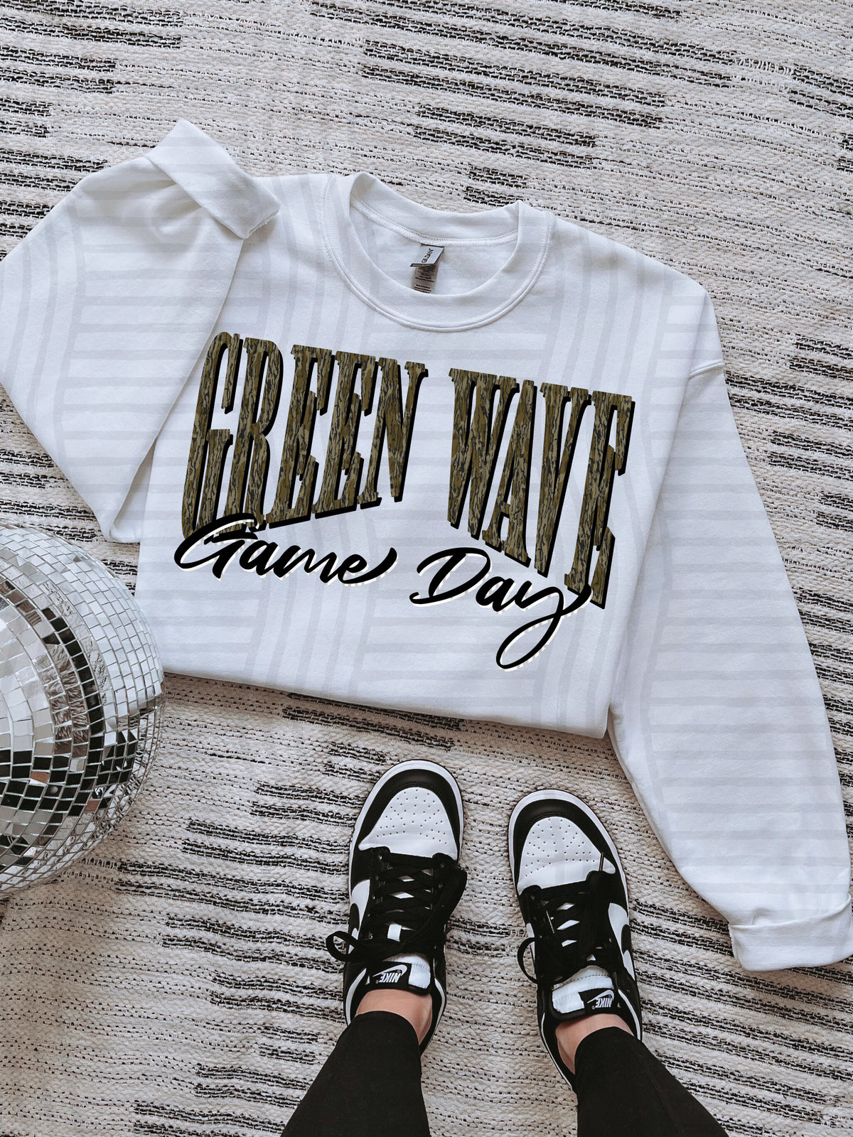 green wave game day arched camo font (Caplinger) DTF Transfer