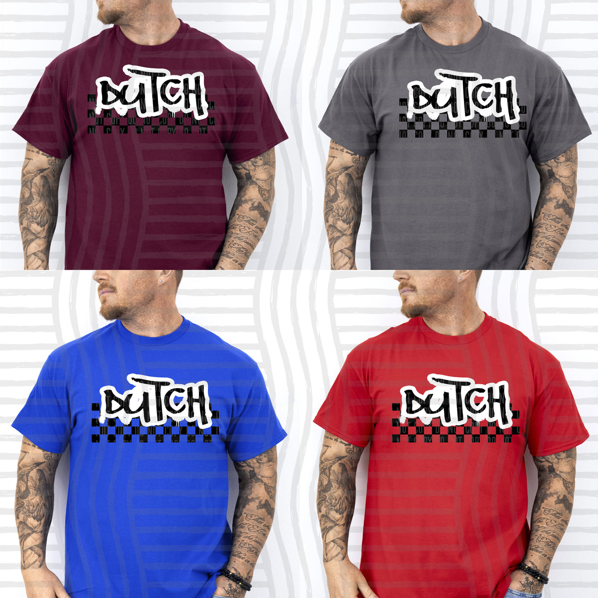 dutch black messy font with checkers (Caplinger) DTF Transfer