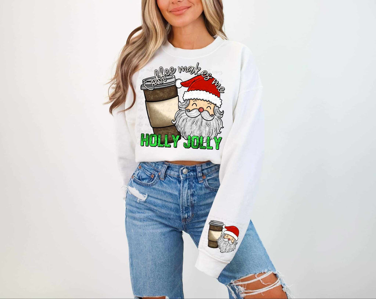 Coffee makes me holly jolly FRONT ONLY 62367 DTF transfer
