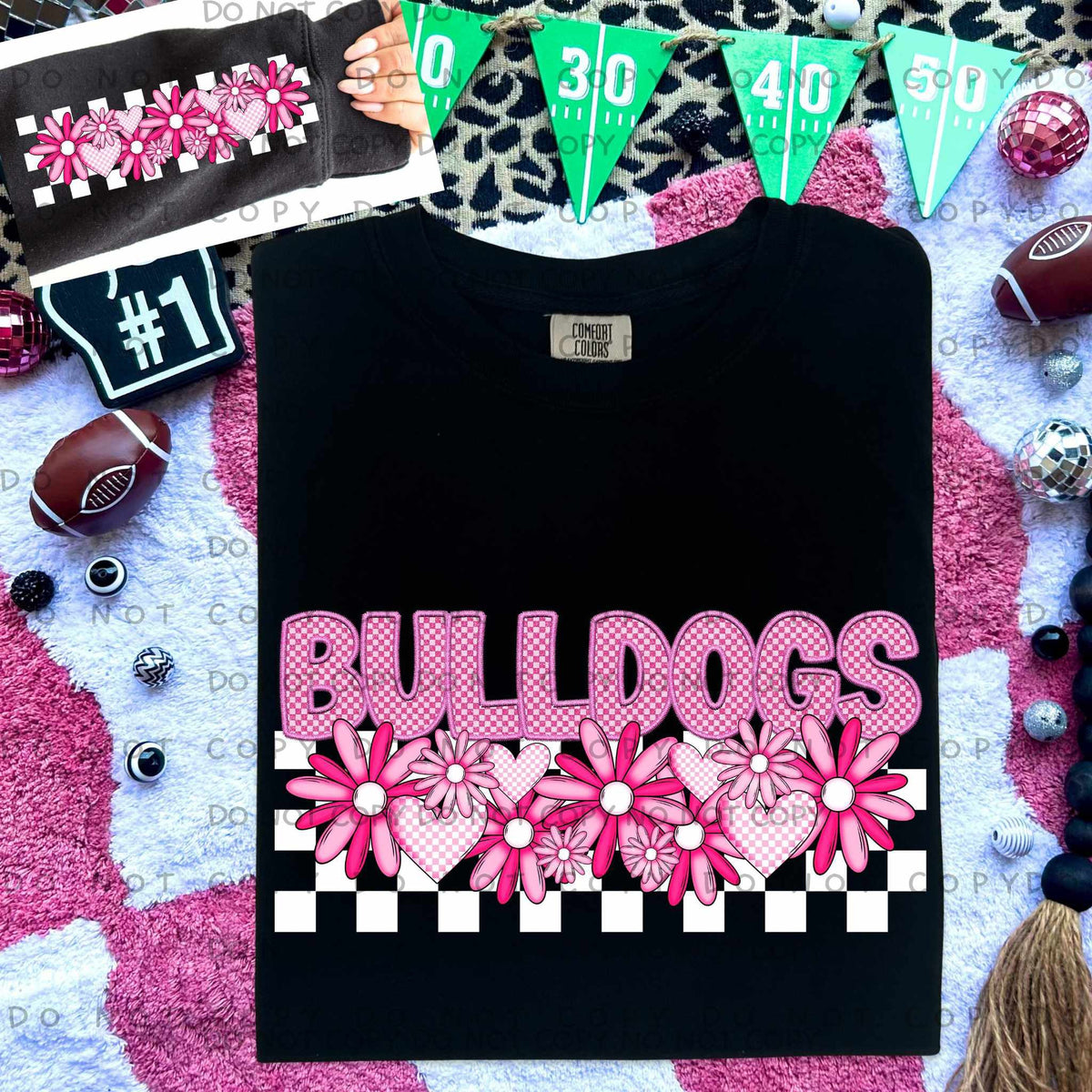 Bulldogs pink checkered (caplinger) 77837 DTF transfer