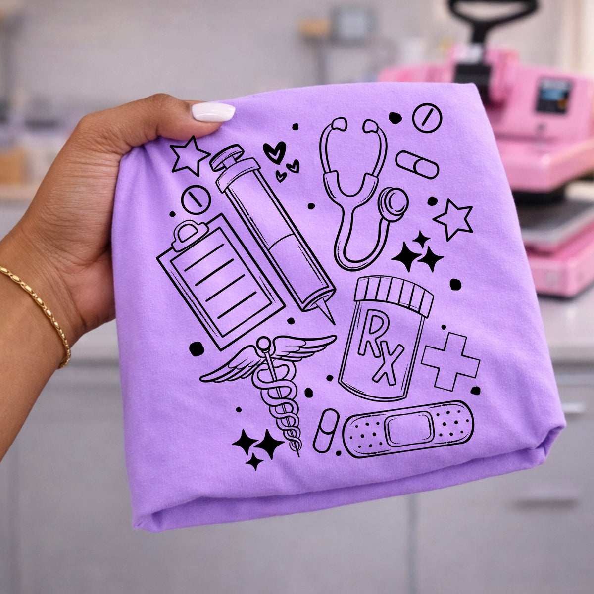 Nurse doodles (black) (CSC) DTF Transfer