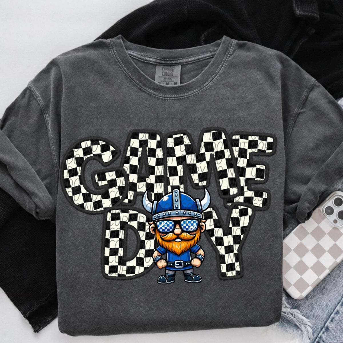 Game day Vikings checkered (CITY) 91325 DTF transfer