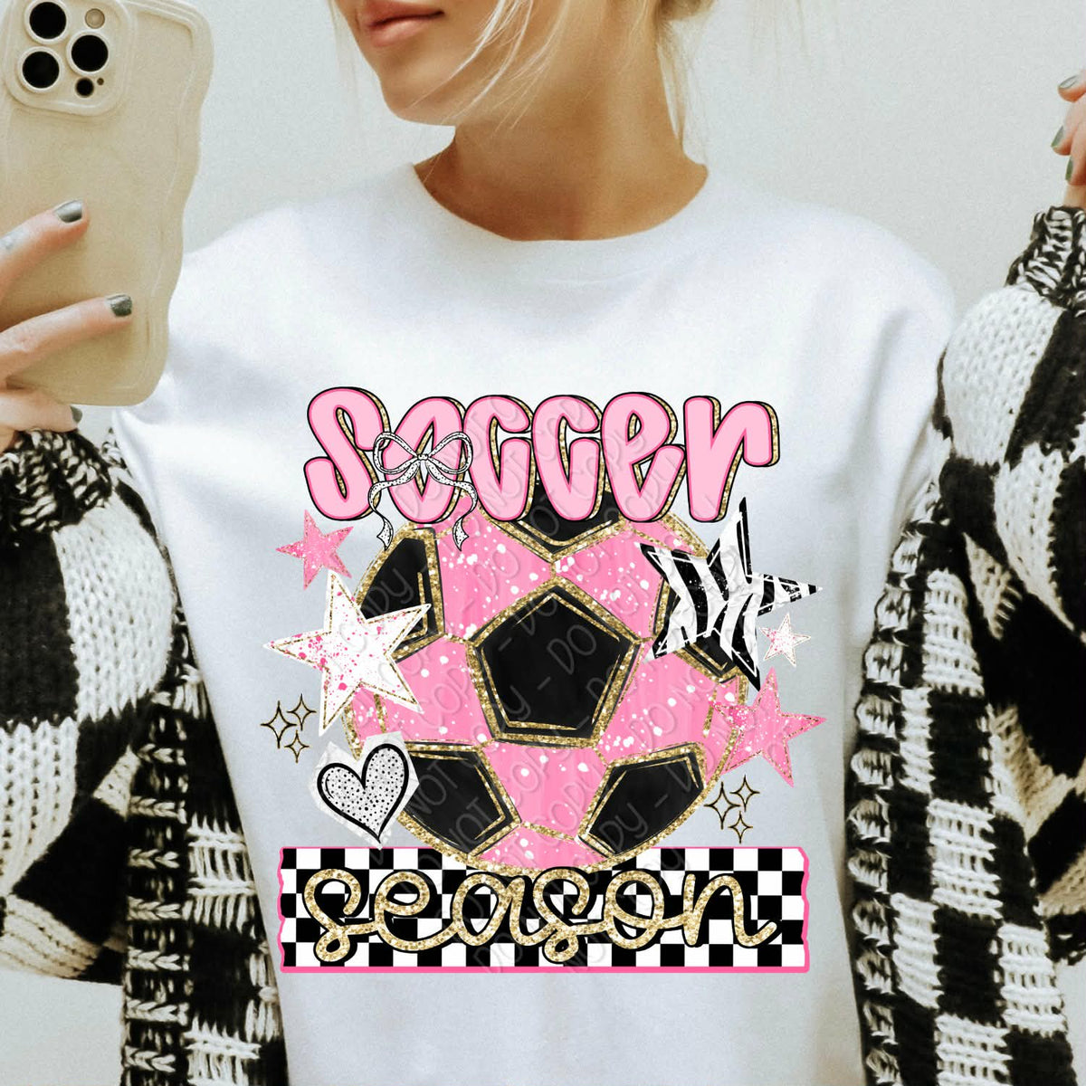 Soccer season pink with stars (DWS) DTF Transfer