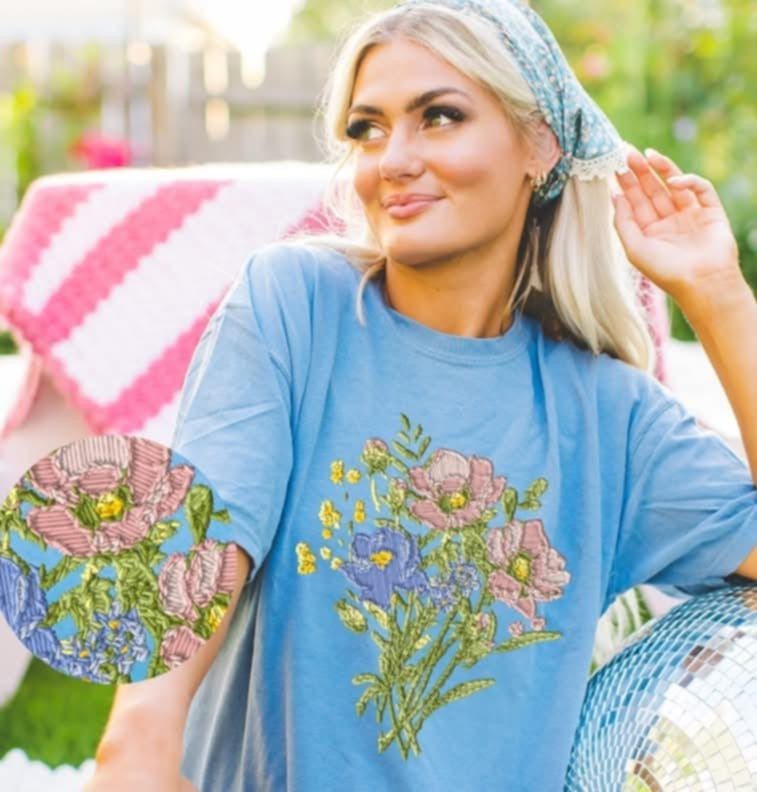 Embroidered flower bouquet (S&G) 99870 DTF transfer