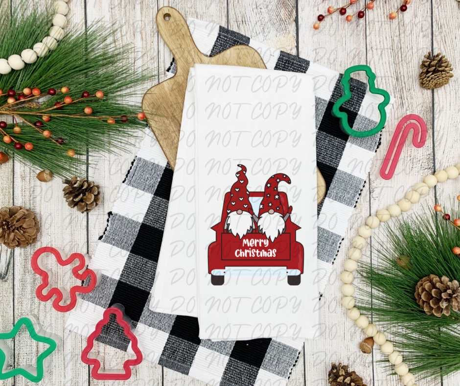 Merry Christmas red truck gnomes (VINTAGE) 64107 DTF transfer