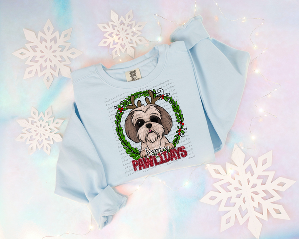 Shih Tzu Happy Pawlidays 30323 DTF TRANSFER