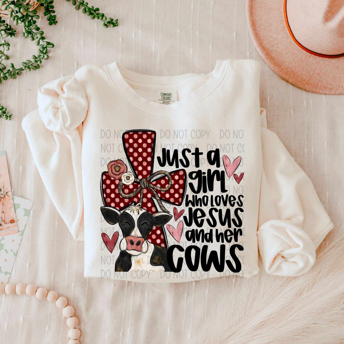 Just a girl who loves Jesus and her cows (SWD) 75660 DTF transfer