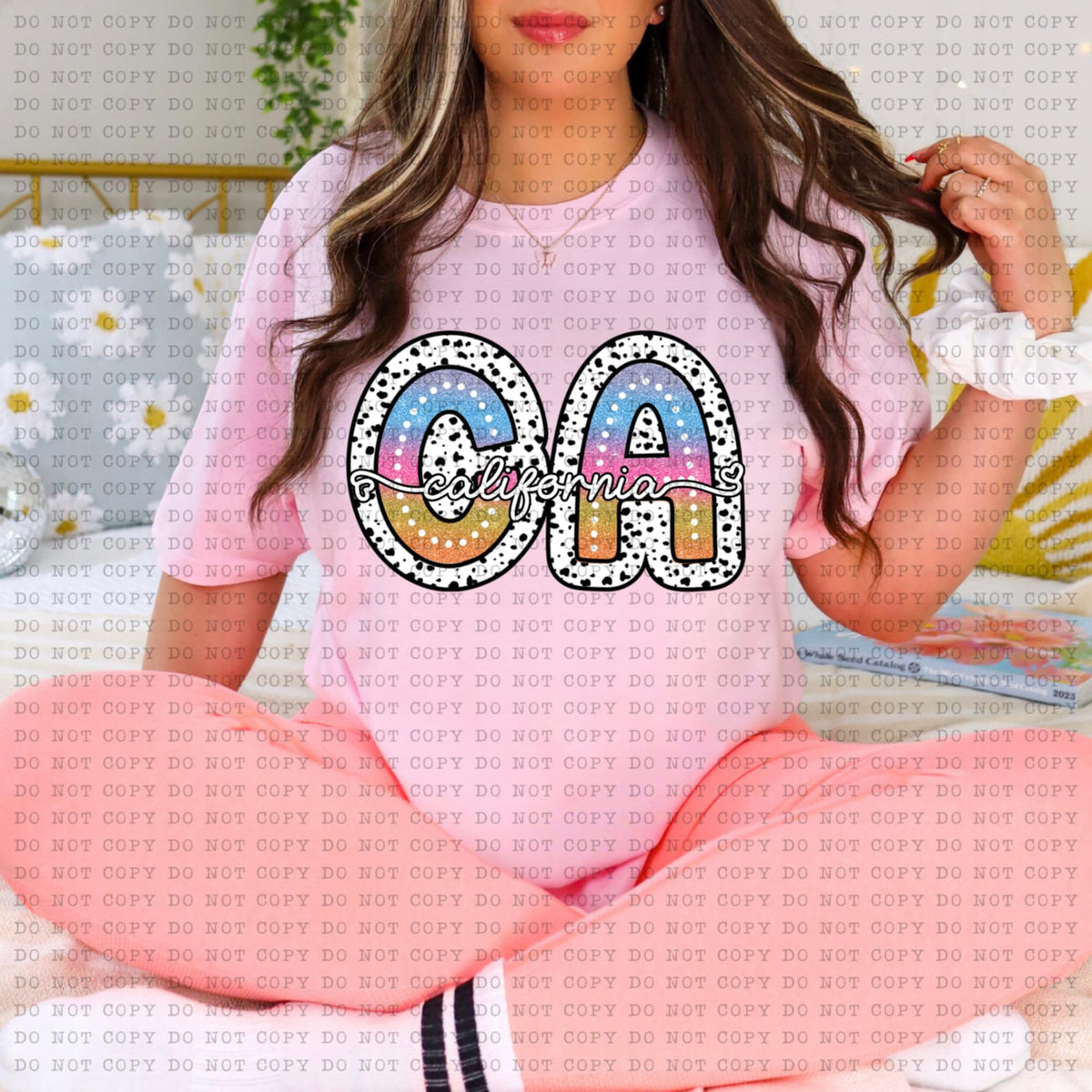 CA California tie dye dottie (ECHT) 94240 DTF transfer